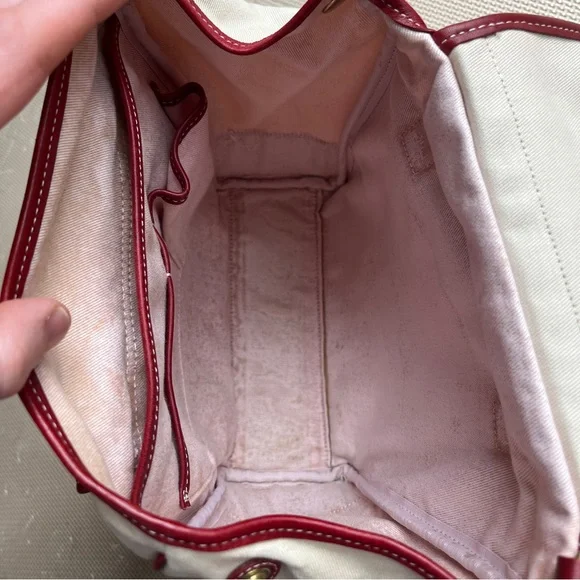 Coach Cream Canvas Satchel Red Leather Trim Gold Hardware – Read Description - Picture 5 of 14